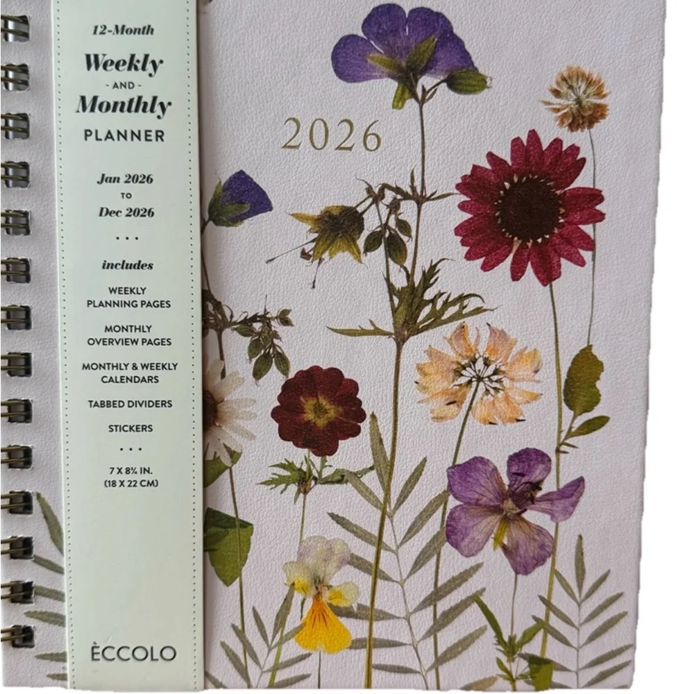 2026 Planners, Eccolo Spiral Agenda Planner, Weekly & Monthly Pages, 12 Months